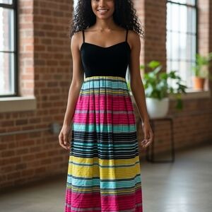 Ann Taylor Multicolor Striped Maxi Dress Sz 2